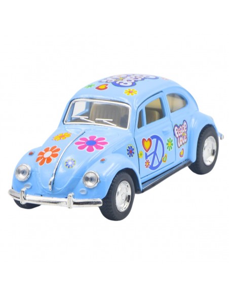 Volkswagen Classical Bettle azul peace and love Escala 1:32 - Artículos de colección