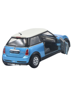 Mini Cooper azul techo blanco Escala 1:28- Sin gasolina 2