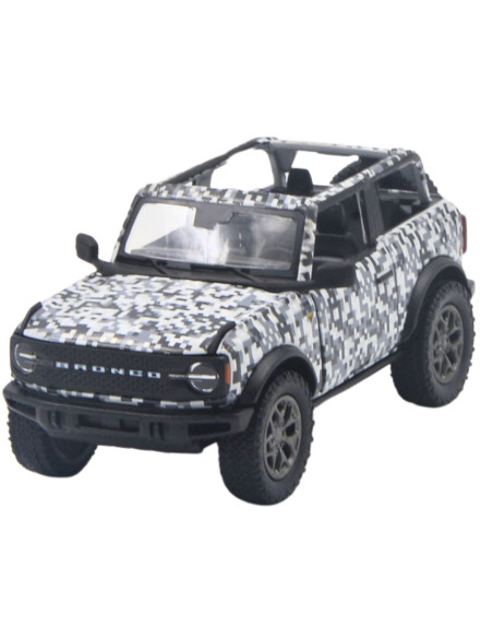 Ford Bronco camuflado descapatodo blanco con gris Escala 1:34- Carros de colección