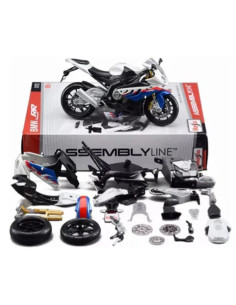 BMW S1000 RR para armar blanco con azul - Escala 1:12  -  AssemblyLine Tienda de motos de colección