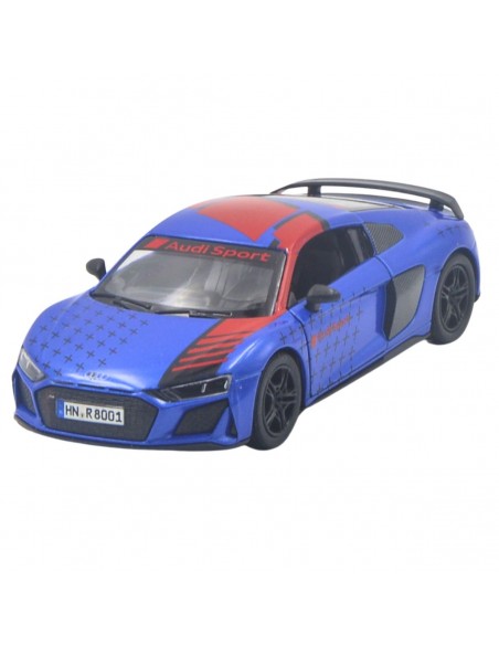 Audi R8 coupe 2020 azul con rojo - Escala 1:36Carros de colección