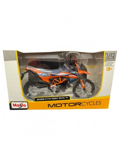 KTM 690 SMC R 2023 naranja con azul  - Motos a escala 1:12  - Motos a escala 1:12