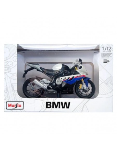 BMW S1000 RR   2015 blanco con azul - Escala 1:12 Tienda de motos de colección