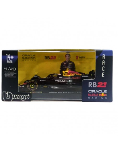 oracle red bull racing rb21 1:43 burago n1 max verstappen  F1 team  acrilico- Escala 1:43