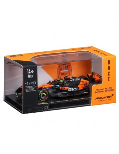 Mclaren MCL39 F1  lando norris australian GP 2025  burago F1 team  acrilico- Escala 1:43 F1 team  acrilico- Escala 1:43