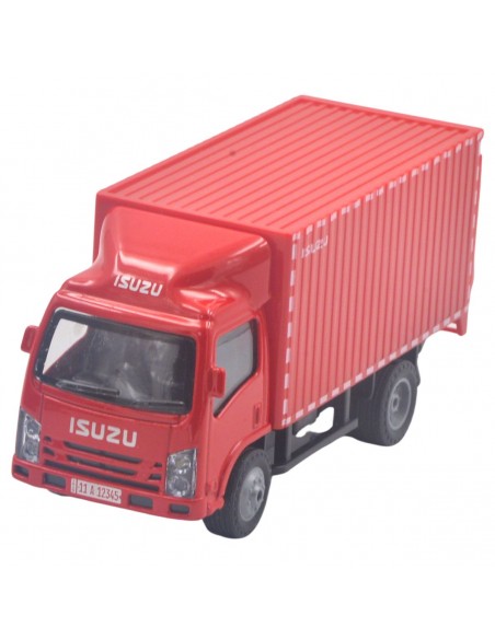 Camión ISUZU tipo furgón rojo a escala negro a escala