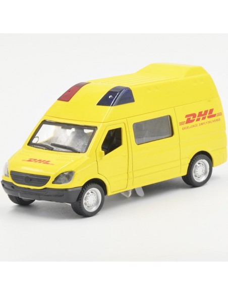 Camioneta DHL envio de paquetes amarilla-singasolina