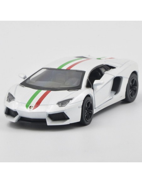 Lamborghini aventador blanco rayas - Escala 1:38 - Tienda de articulos de colección
