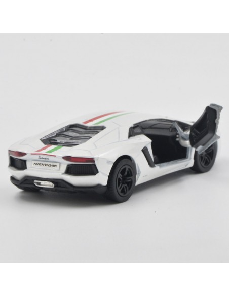 Lamborghini aventador blanco rayas - Escala 1:38 - Tienda de articulos de colección
