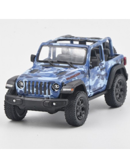 Jeep Wrangler camuflado descapotado azul Escala 1:34- Carros de colección