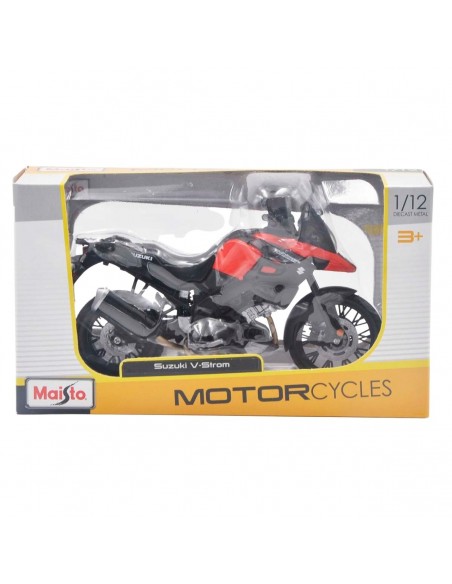 Suzuki v-strom negro rojo -Motos a escala 1:12- Tienda de coleccionistas