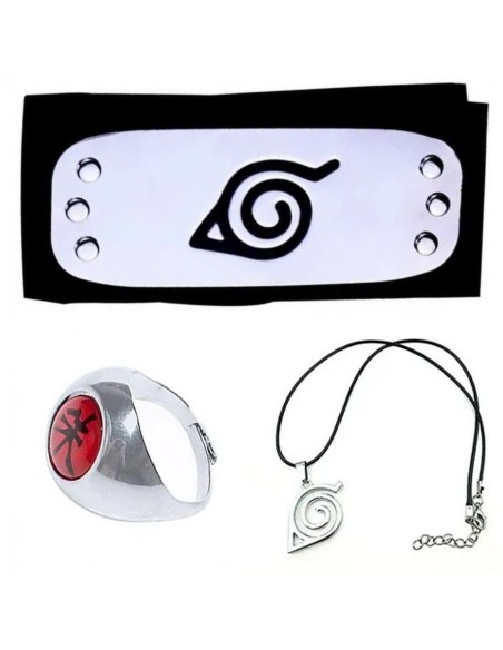 Set de Bandana Naruto Shippuden + Collar + anillo Itachi  -  Cosplay naruto