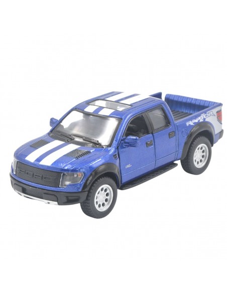 Ford Raptor 2014 F-150 azul con rayas - Escala 1:46- Escala 1:46