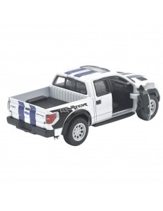 Ford Raptor 2014 F-150 blanco con rayas - Escala 1:46 2