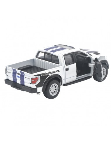 Ford Raptor 2014 F-150 blanco con rayas - Escala 1:46
