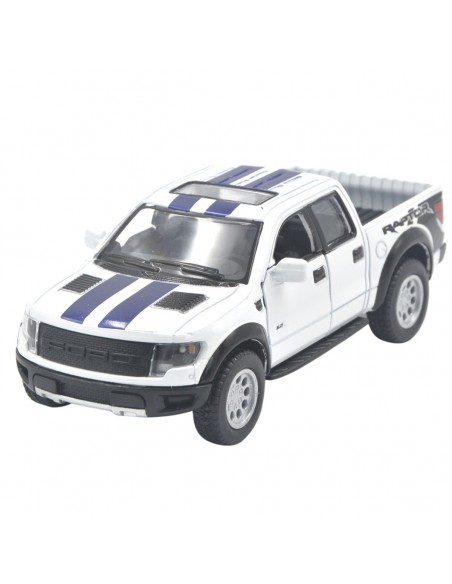 Ford Raptor 2014 F-150 blanco con rayas - Escala 1:46