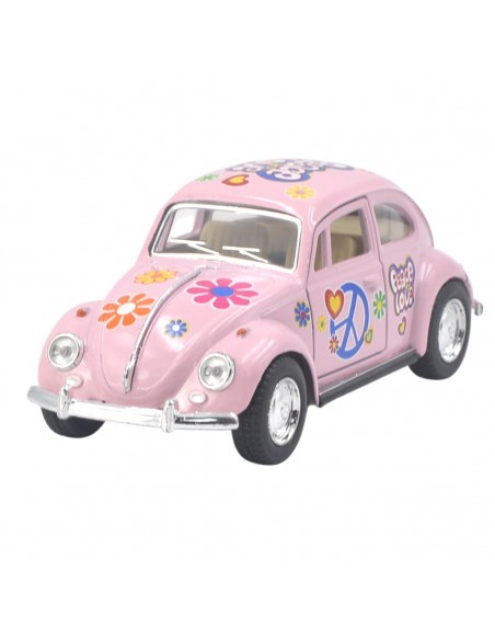 Volkswagen Classical Bettle rosa peace and love Escala 1:32 - Artículos de colección