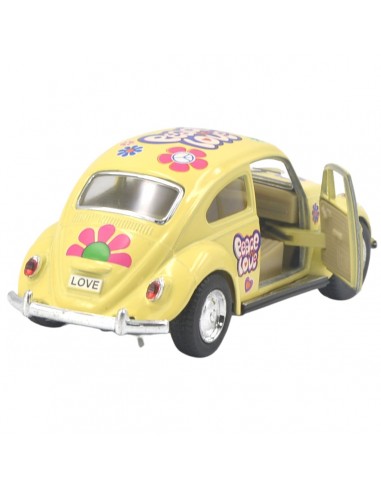 Volkswagen Classical Bettle amarillo peace and love Escala 132 - Artículos de colección