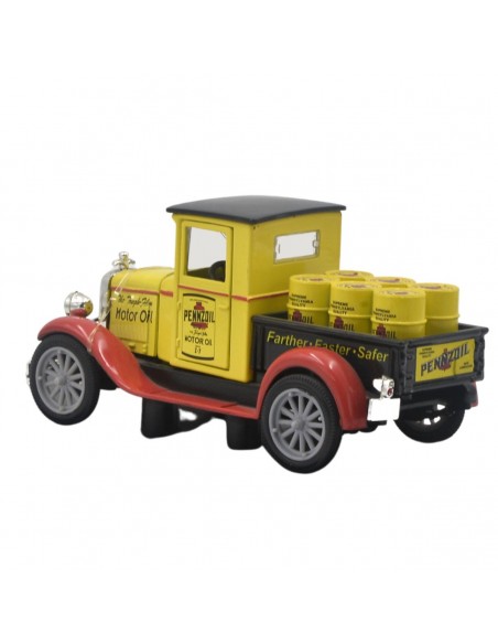Chevy Pickup 1928 Amarillo con Rojo y Negro - Escala 1:32  - Carros de colección