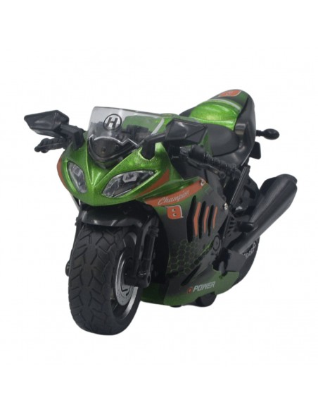 Moto Deportiva Verde Escala 1:10  - Artículos de colección