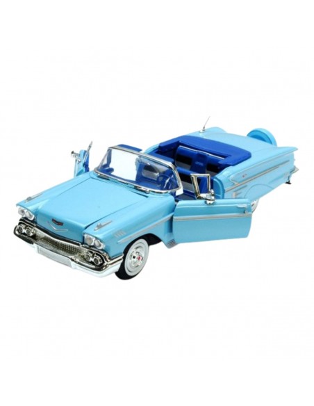 Chevrolet impala 1958 azul convertible - Escala 1:24- Artículos de colección