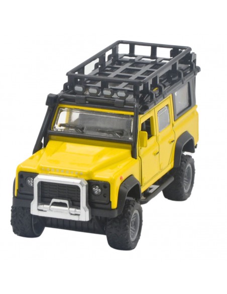 Land rover defender amarillo 4 puertas Escala 1:43- Carros de colección