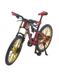 Bicicleta todo terreno negra con rojo rines dorados a escala -  Escala 1:12 - Sin caja