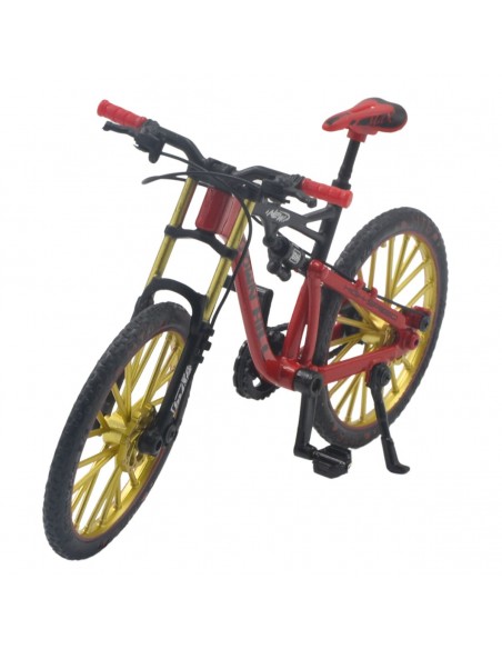 Bicicleta todo terreno negra con rojo rines dorados a escala -  Escala 1:12 - Sin caja
