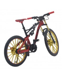 Bicicleta todo terreno negra con rojo rines dorados a escala -  Escala 1:12 - Sin caja 2