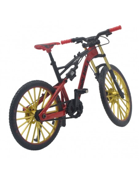 Bicicleta todo terreno negra con rojo rines dorados a escala -  Escala 1:12 - Sin caja